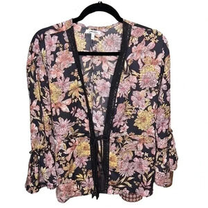 MAURICE’S Crochet Black Floral Kimono Cardigan